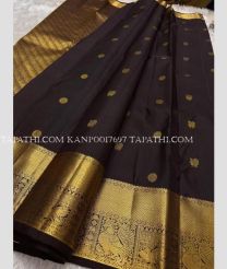 Dark chocolate and Golden kanchi pattu sarees with All over Buttas design - KANP0017697