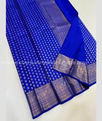 Royal Blue and Golden kanchi pattu sarees with All over Buttas design - KANP0017692