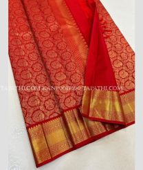 Red and Golden kanchi pattu sarees with All over Jari design - KANP0017690