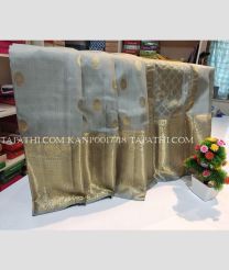 Lite Sky Blue and Golden kanchi pattu sarees with All over Buttas design - KANP0017718