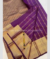 Magenta and Golden kanchi pattu sarees with All over Lines design - KANP0017751