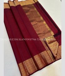Maroon and Golden kanchi pattu sarees with Jari Border design - KANP0017744