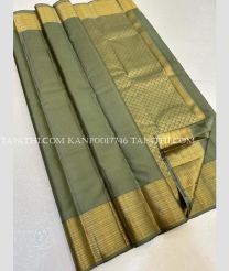 Grey and Golden kanchi pattu sarees with Jari Border design - KANP0017746