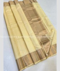 Cream and Golden kanchi pattu sarees with Jari Border design - KANP0017748