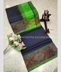 green and indigo colour kanchi pattu sarees with Plain design - KANP0017754