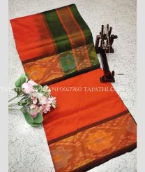 orange and green colour kanchi pattu sarees with Plain design - KANP0017760