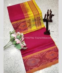 yellow and purple colour kanchi pattu sarees with Plain design - KANP0017761