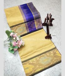 wheat and blue colour kanchi pattu sarees with Plain design - KANP0017762