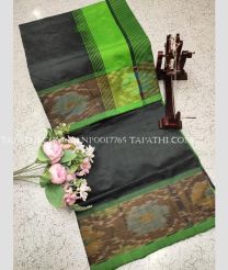 charcoal and green colour kanchi pattu sarees with Plain design - KANP0017765