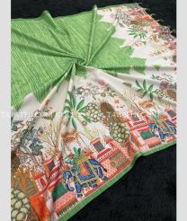 Lite Green and Cream kollam pattu sarees with All over design - KOLP0002178