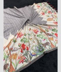 Grey and Cream kollam pattu sarees with All over design - KOLP0002179