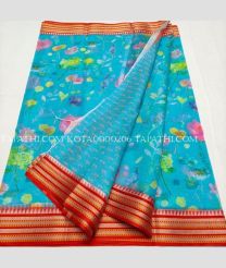 Sky Blue and Red kota sarees with All over Printed design - KOTA0000206