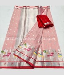 Baby Pink and Red kota sarees with All over Embroidery work design - KOTA0000221