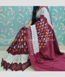 Maroon and Cream linen sarees with All over Digital Printed design - LINS0004043