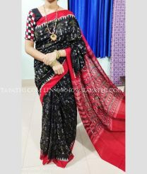 Black and Red linen sarees with All over Digital Printed design - LINS0004052