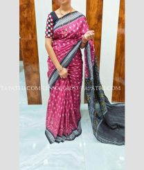Pink and Grey linen sarees with All over Digital Printed design - LINS0004053