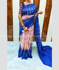 Copper and Royal Blue linen sarees with All over Digital Printed design - LINS0004054