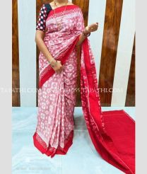 Copper and Red linen sarees with All over Digital Printed design - LINS0004055