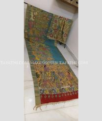 Lite Blue and Red mangalagiri pattu sarees with All over Pen Kalamkari design - MAGP0030731