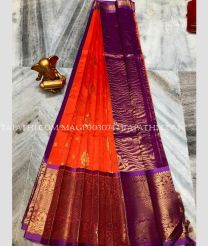 orange and purple colour mangalagiri pattu sarees with Kanchi Border design - MAGP0030744
