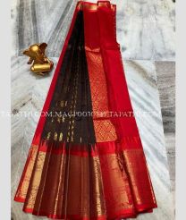 charcoal and brown colour mangalagiri pattu sarees with Kanchi Border design - MAGP0030745
