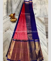 royal blue and pink colour mangalagiri pattu sarees with Kanchi Border design - MAGP0030749