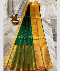 green and yellow colour mangalagiri pattu sarees with Kanchi Border design - MAGP0030751