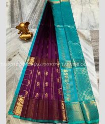 purple and azure blue colour mangalagiri pattu sarees with Kanchi Border design - MAGP0030757