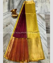 light green and purple colour mangalagiri pattu sarees with Kanchi Border design - MAGP0030758