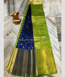 light green and blue colour mangalagiri pattu sarees with Kanchi Border design - MAGP0030760