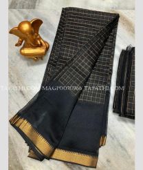 charcoal colour mangalagiri pattu sarees with All over Checks design - MAGP0030766