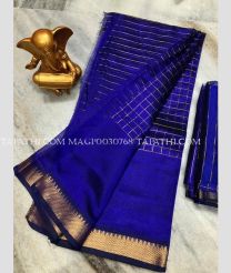 royal blue colour mangalagiri pattu sarees with All over Checks design - MAGP0030768
