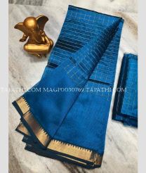 blue colour mangalagiri pattu sarees with All over Checks design - MAGP0030769