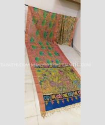 Baby Pink and Blue mangalagiri pattu sarees with All over Pen Kalamkari design - MAGP0030785