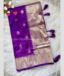 Plum Purple and Golden paithani sarees with All over Buttas design - PTNS0005548