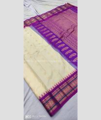Half White saree with Maroon Border color gadwal pattu handloom saree with All over Zari Butta Rich Pallu with Contrast Blouse design