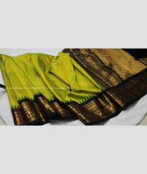 Mehndi green saree with Black border color gadwal pattu handloom saree with ganga zamuna border all over handwoven zari butta rich pallu with contrast blouse design
