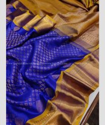 Royal Blue with Mustard Yellow Border color gadwal pattu handloom saree with all over design broket saree