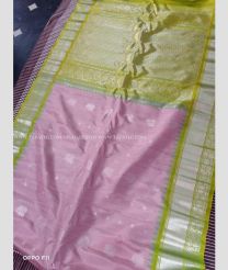 Onion Pink with Mehndi Green Border color gadwal pattu handloom saree with contrast border and pallu design