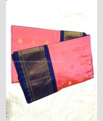 Red with Royal Blue Border color kuppadam pattu handloom saree with kanchi boarder in rich and vibrant colours design