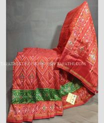 Red and Green pochampally ikkat pure silk sarees with All over Pochampally ikkat design - PIKP0035529