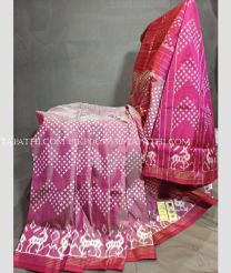Pink and Magenta pochampally ikkat pure silk sarees with All over Pochampally ikkat design - PIKP0035536