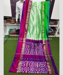 Magenta and Parrot Green pochampally ikkat pure silk sarees with All over Pochampally ikkat design - PIKP0035547