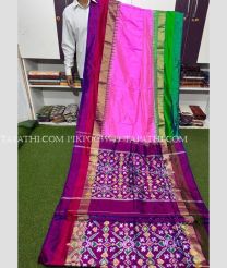 Pink and Magenta pochampally ikkat pure silk sarees with All over Pochampally ikkat design - PIKP0035549