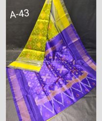 Yellow Saree with Purple Pallu color uppada pattu handloom saree with Uppada soft silk pochampalli design sarees with contrast plain blouse