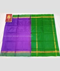 Violet saree with Green Border color uppada pattu handloom saree with Plain saree with One inch Gold border and Contrast Blouse design