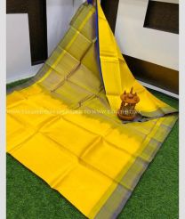 Yellow with Mehndi Green Border color uppada pattu handloom saree with plain saree with contrast border design