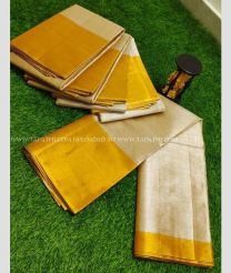 Cream with Golden Border color Uppada Tisuse handloom saree with beautiful plain saree kaddi border design