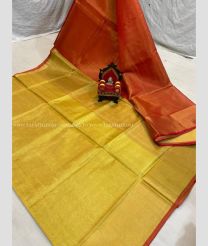 Yellow saree with Red Border color Uppada Tisuse handloom saree with tissue saree with contrast tissue blouse design
