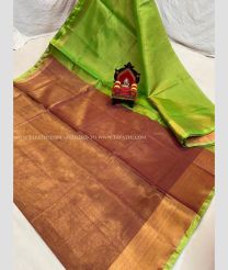 Maroon with Green Border color Uppada Tisuse handloom saree with tissue saree with contrast tissue blouse design
